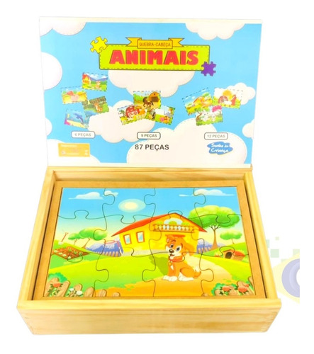 Kit 10 Jogos Quebra Cabeça Infantil Animais Educativo Mdf